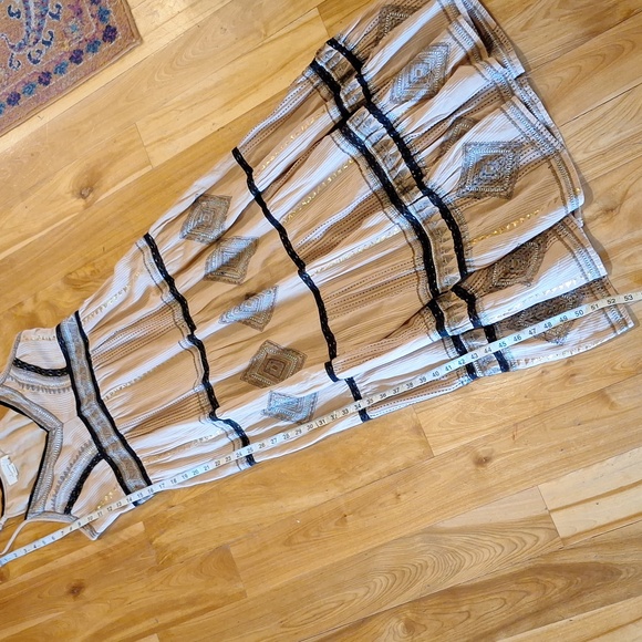 Anthropologie Robin Embroidered Spaghetti Strap Tiered Boho Maxi Dress Size 8 - Picture 16 of 16